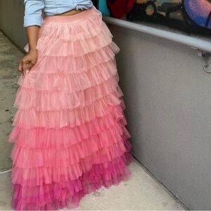 Lovely Day -Elegant Pink Ombre Layered Tulle Skirt NWOT